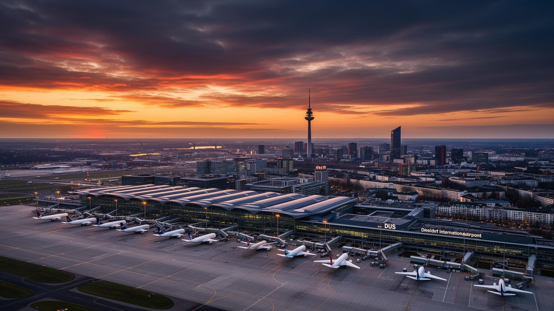 Flughafen Düsseldorf DUS Luftaufnahme - Parken am Flughafen